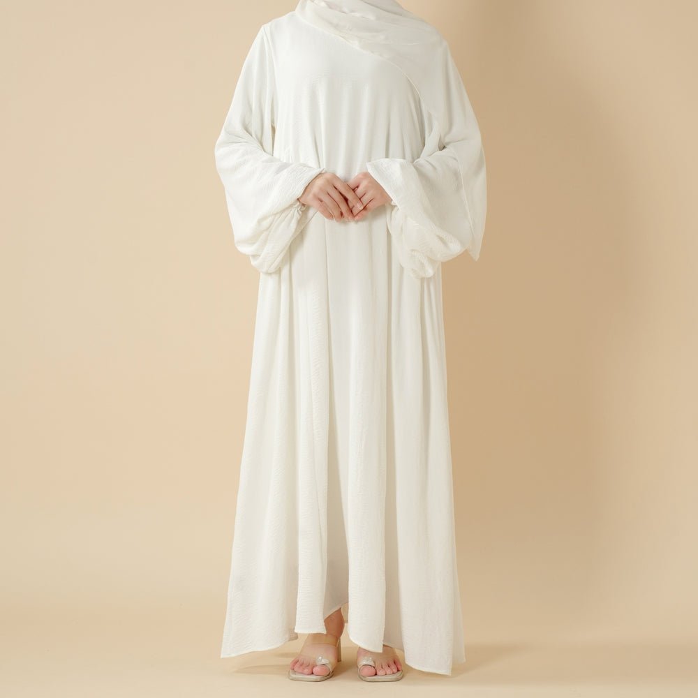 Must - Have Basics: Oversized Lantern Sleeves Crepe Abaya (MA190) - Mariam's Collection