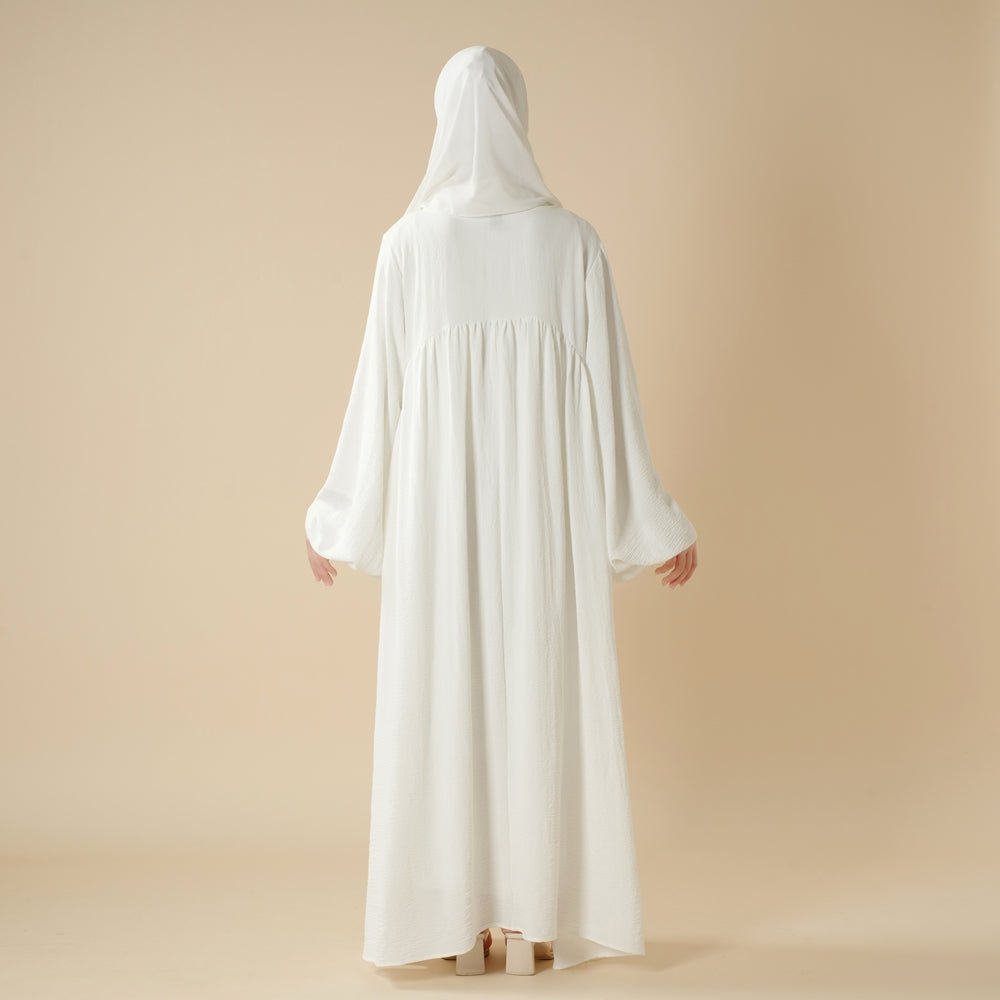 Must - Have Basics: Oversized Lantern Sleeves Crepe Abaya (MA190) - Mariam's Collection