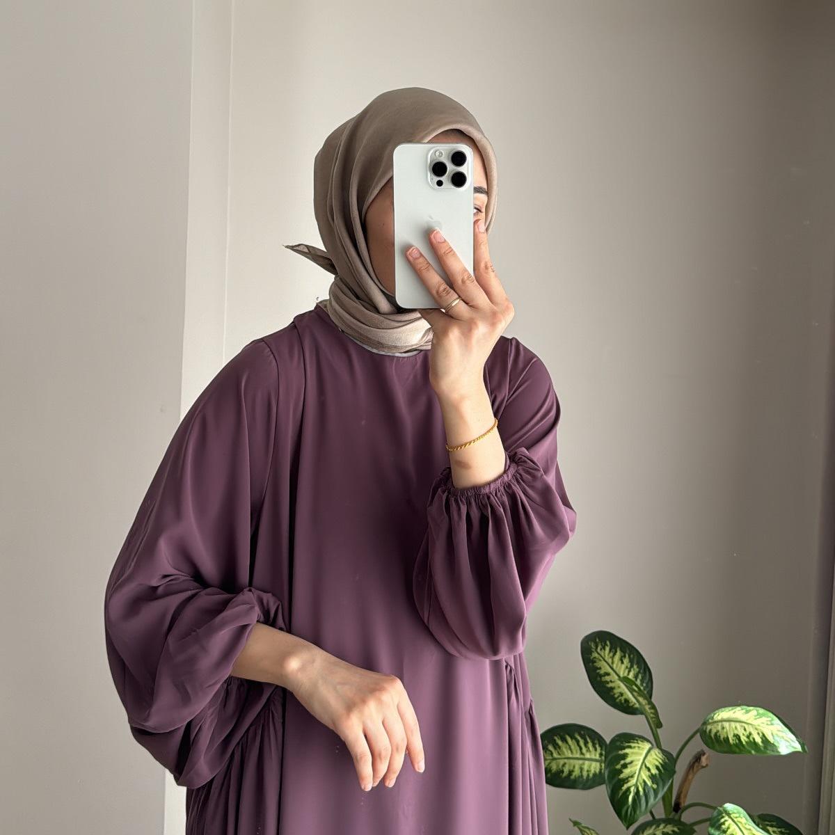 Must - Have Basics: Relaxed Fit Lantern Sleeves Crepe Abaya (MA190) - Mariam's Collection