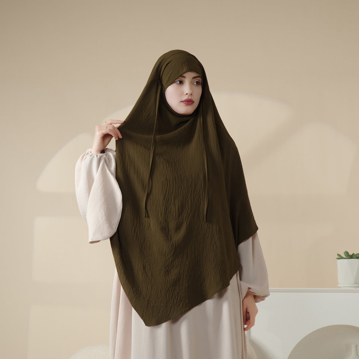New Crepe 1 - Layer Khimar | Soft Crepe Material Khimar (MK009) - Mariam's Collection