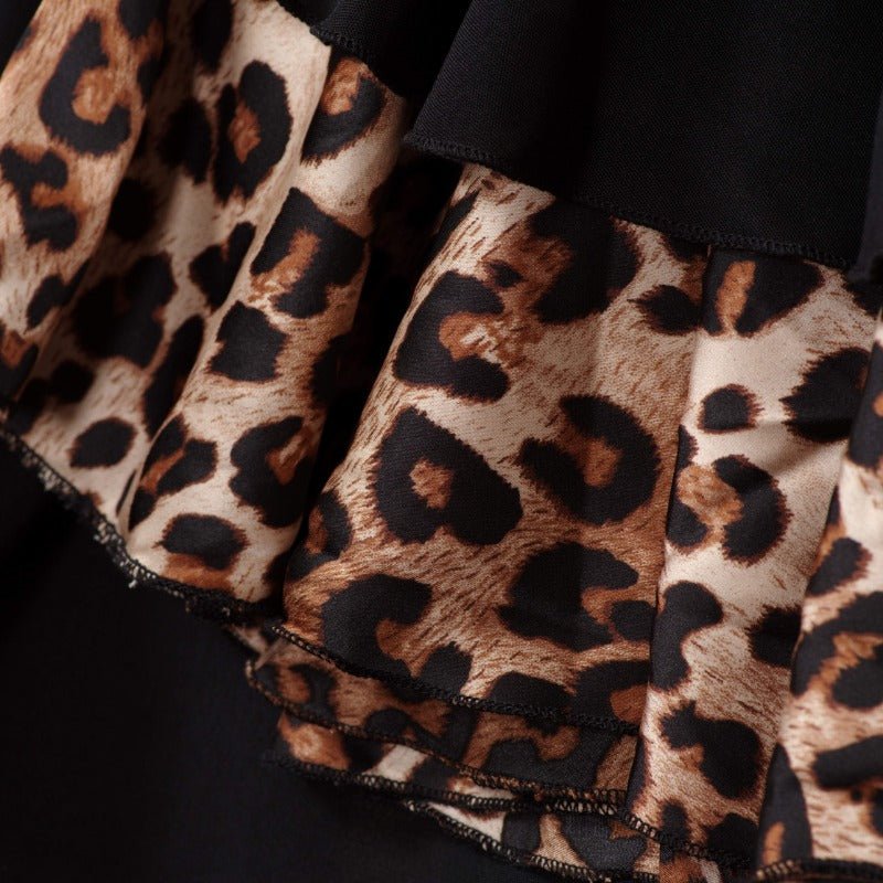 New Leopard Print Cross - Border Abaya Muslim Long Dress with Batwing Sleeves Bold Print.(MOA135) - Mariam's Collection