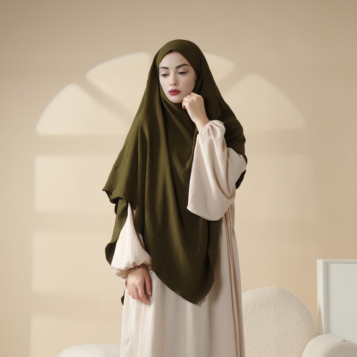 New Two - Layer Crepe Khimar (MK010) - Mariam's Collection