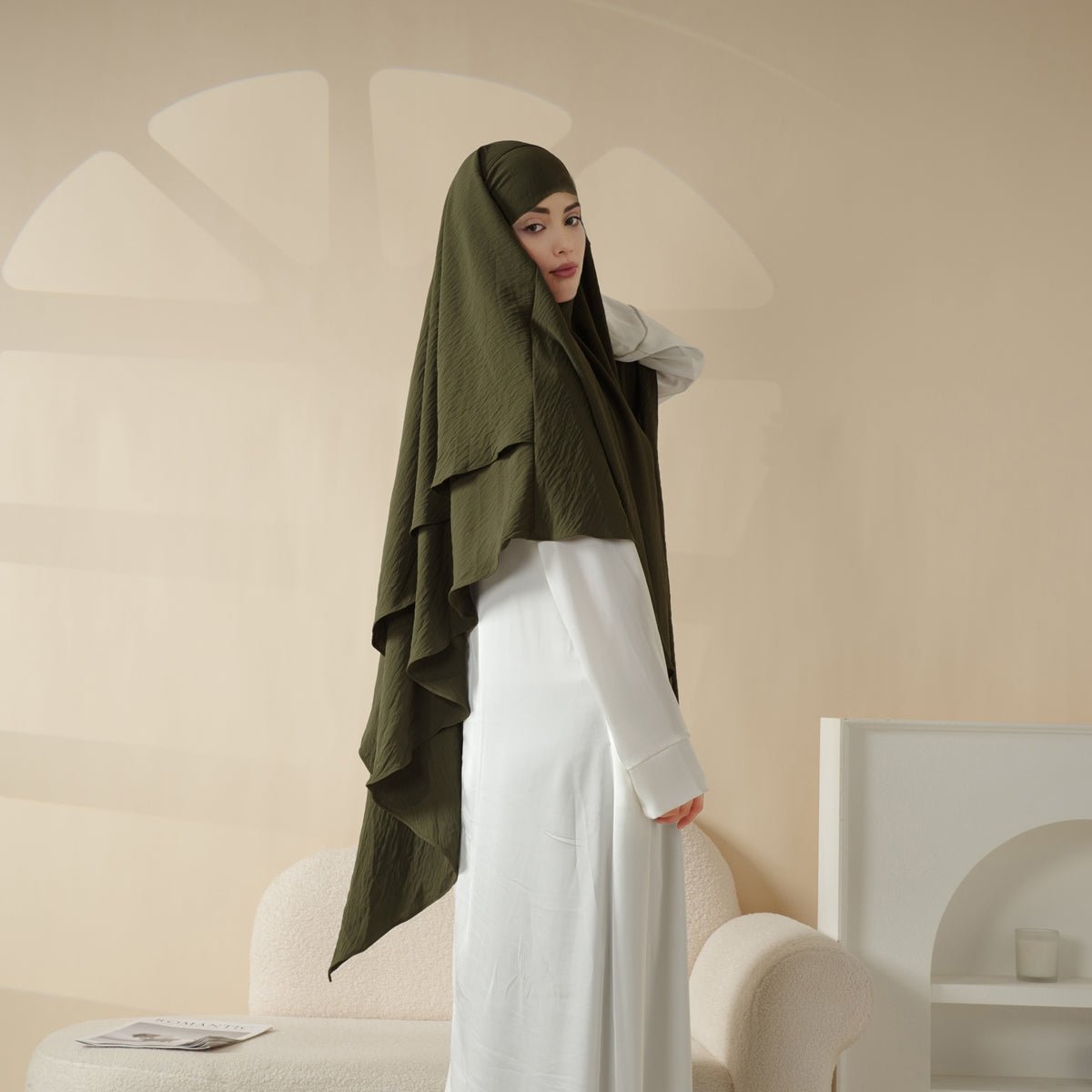 New Two - Layer Crepe Khimar (MK010) - Mariam's Collection