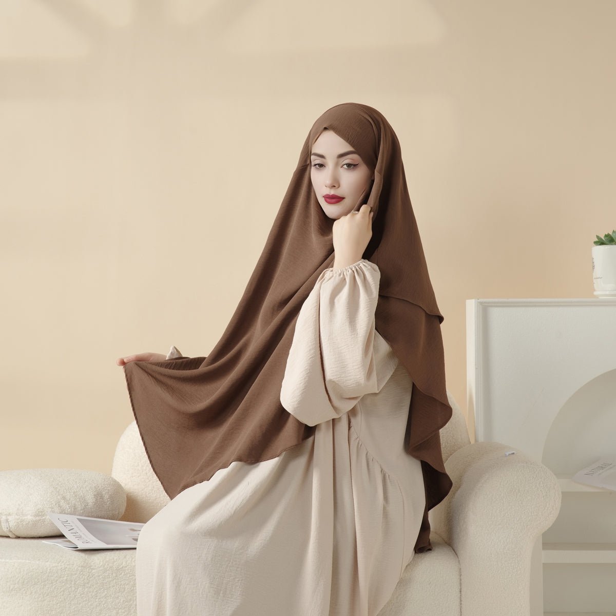 New Two - Layer Crepe Khimar (MK010) - Mariam's Collection
