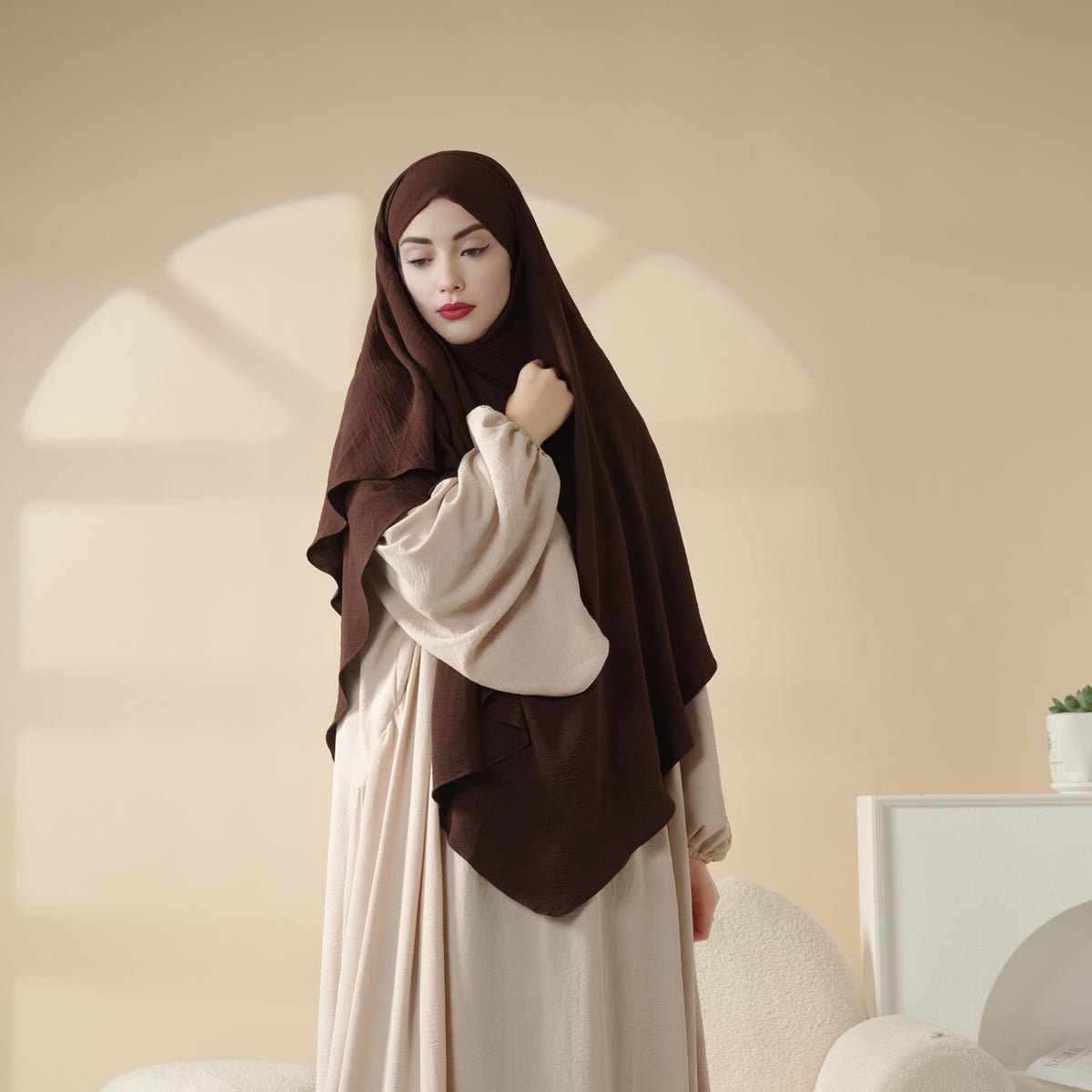 New Two - Layer Crepe Khimar (MK010) - Mariam's Collection