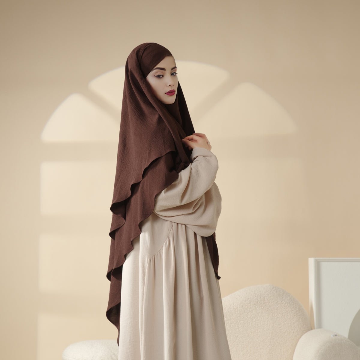 New Two - Layer Crepe Khimar (MK010) - Mariam's Collection