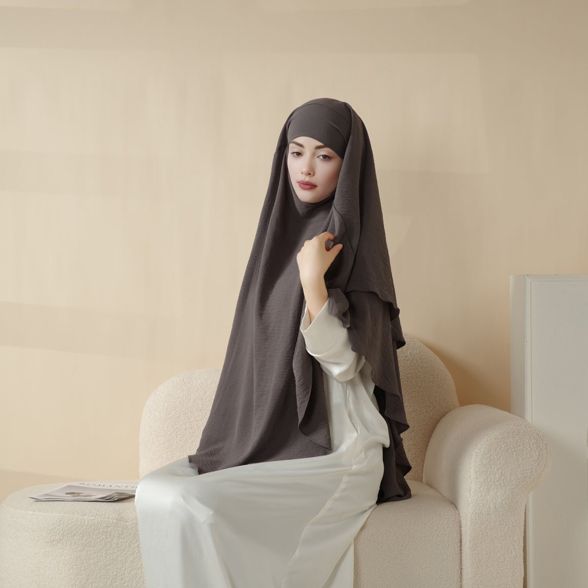 New Two - Layer Crepe Khimar (MK010) - Mariam's Collection