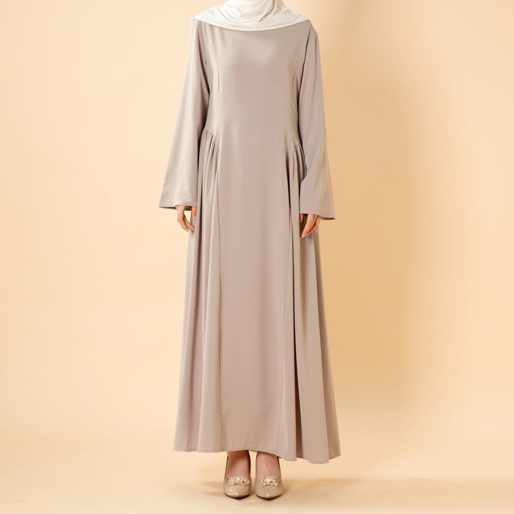 Nida Flared Maxi Dress with Pleated A-Line Skirt & Wide Bell Sleeves(MS435) - Mariam's Collection