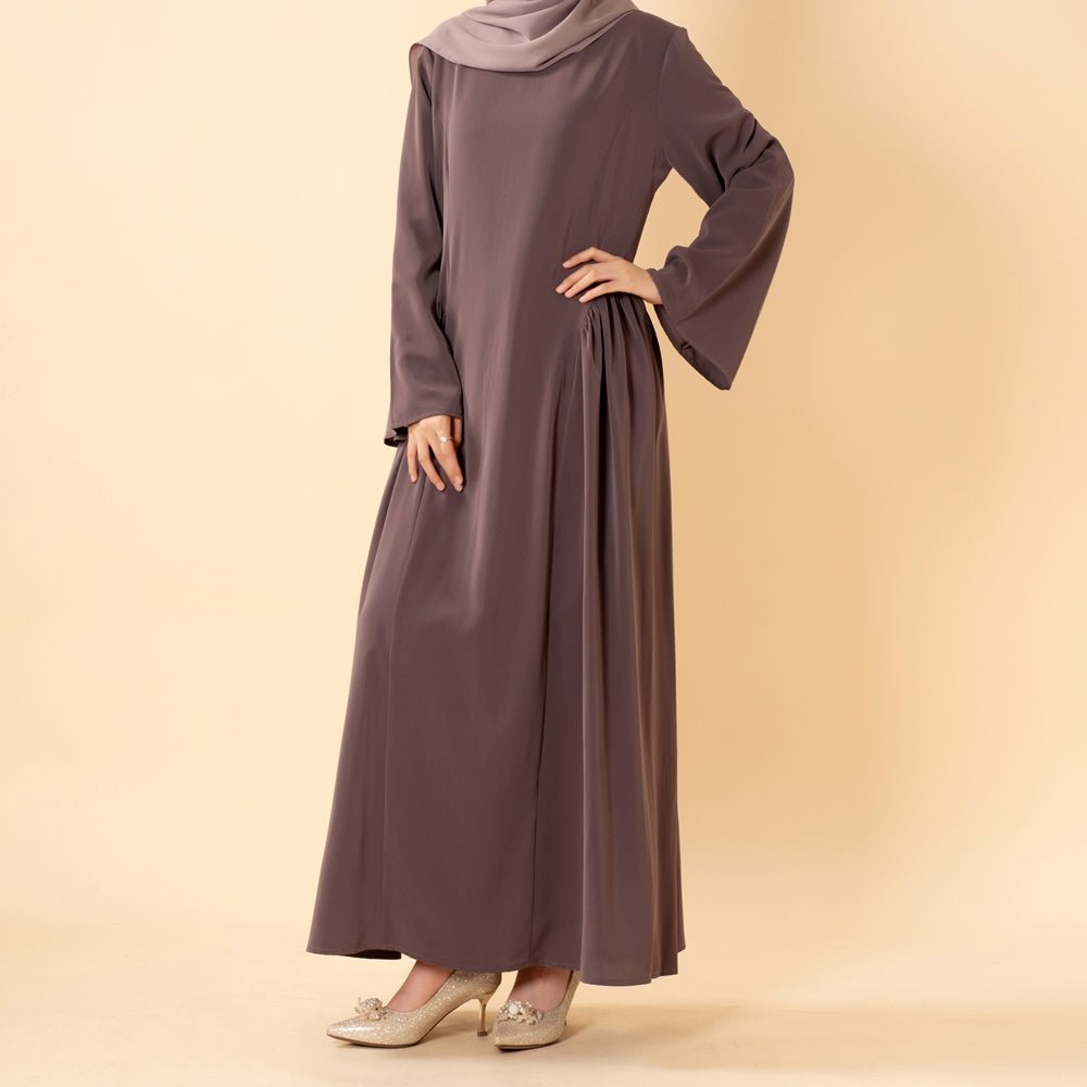 Nida Flared Maxi Dress with Pleated A-Line Skirt & Wide Bell Sleeves(MS435) - Mariam's Collection
