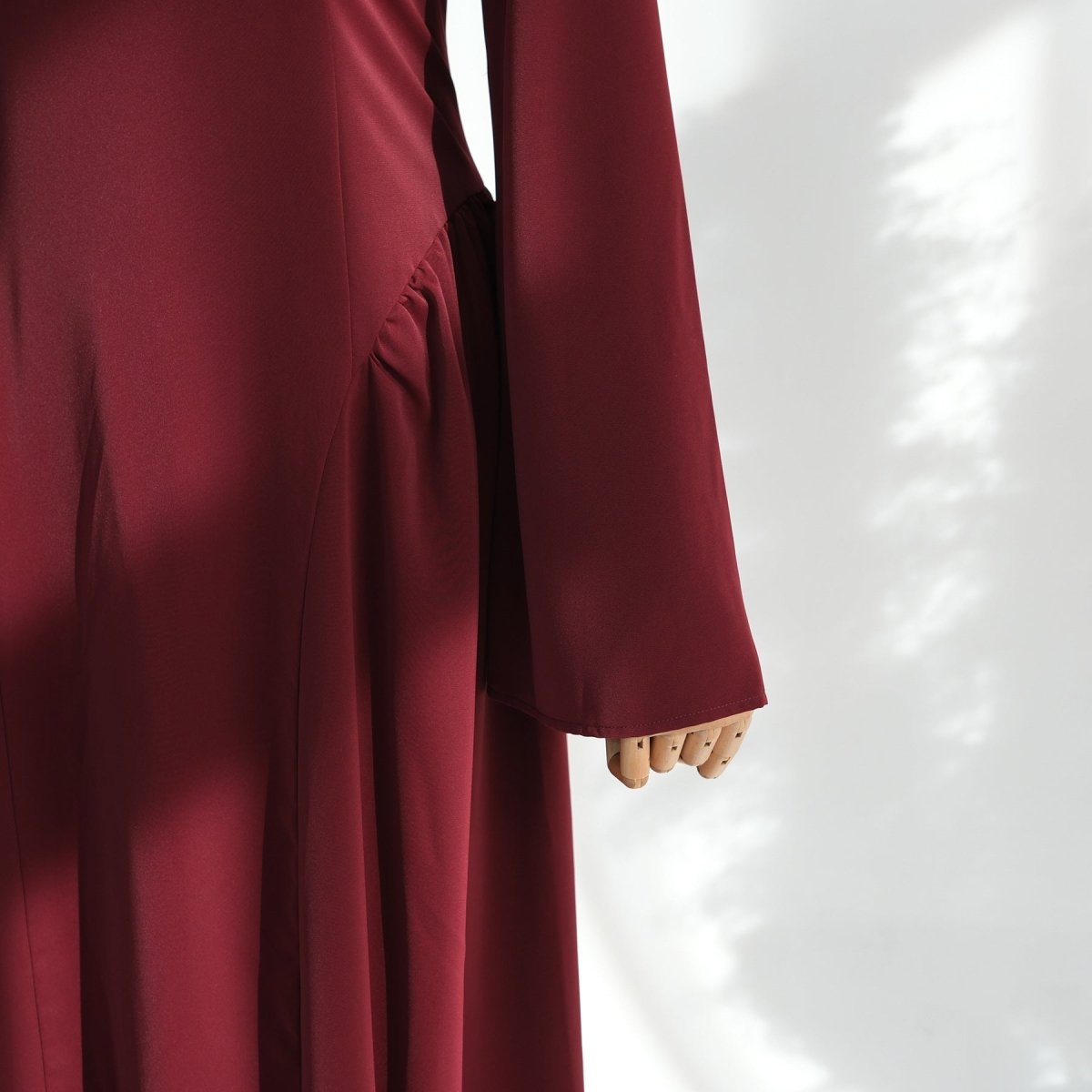 Princess seam bodice detail sculpting the waist on nida maxi dress