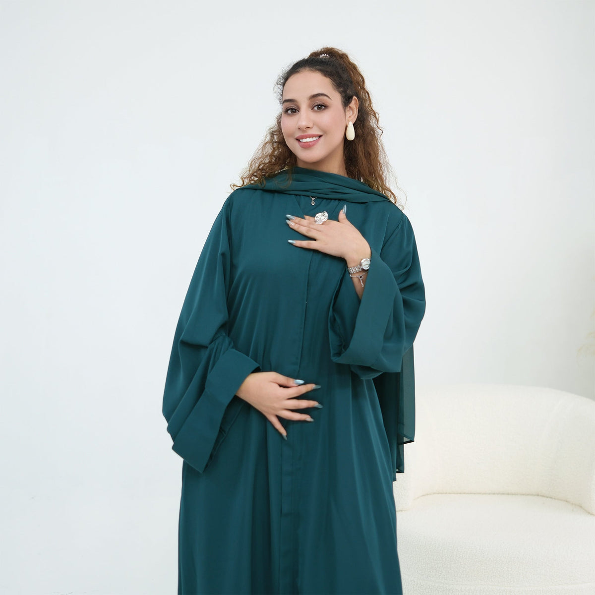 Nida Open Abaya & Hijab Set(MOA344) - Mariam's Collection