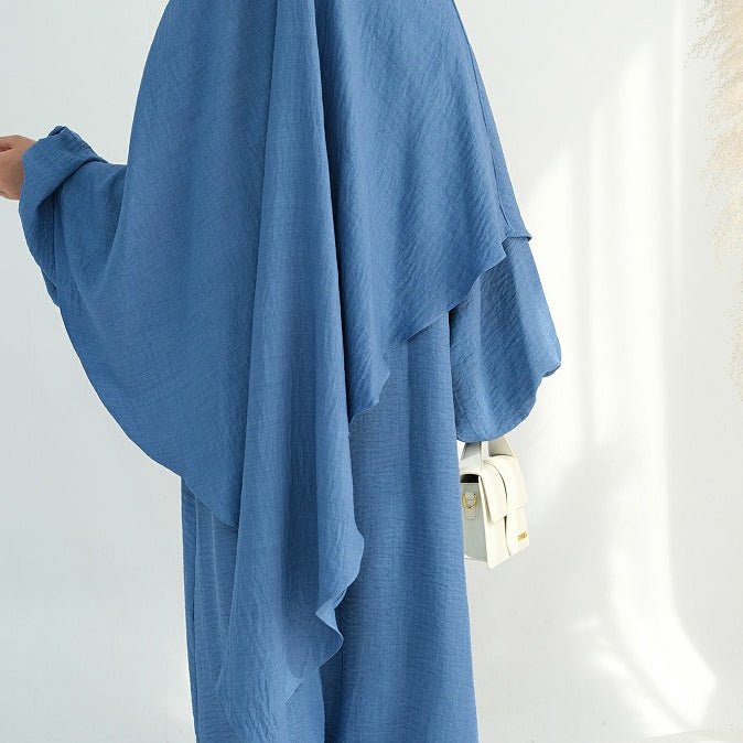 Nursing Abaya & Khimar Set | Bubble Sleeve Breastfeeding Dress(MK025) - Mariam's Collection