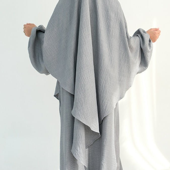 Nursing Abaya & Khimar Set | Bubble Sleeve Breastfeeding Dress(MK025) - Mariam's Collection