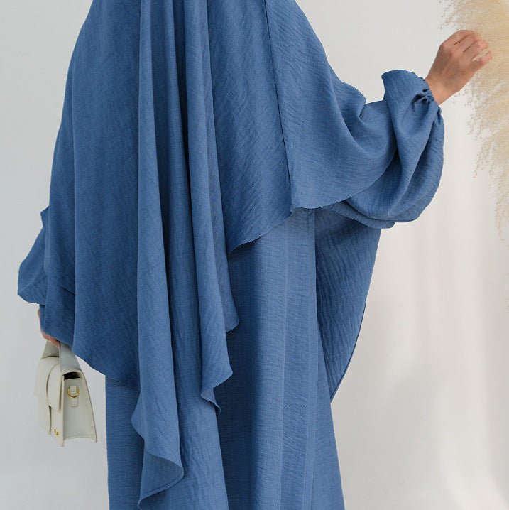 Nursing Abaya & Khimar Set | Bubble Sleeve Breastfeeding Dress(MK025) - Mariam's Collection