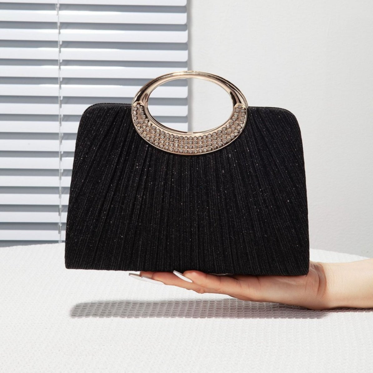 Oval Ring Handle Pleated Satchel Bag(MAC441) - Mariam's Collection