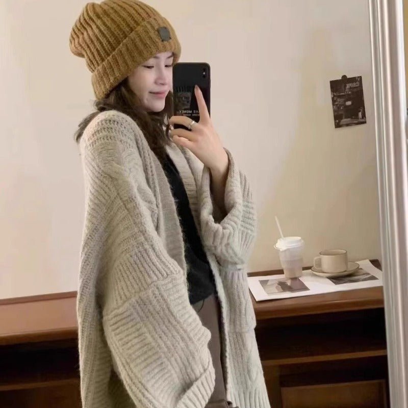 Oversized Cable Knit Cardigan with Pockets(MS166) - Mariam's Collection