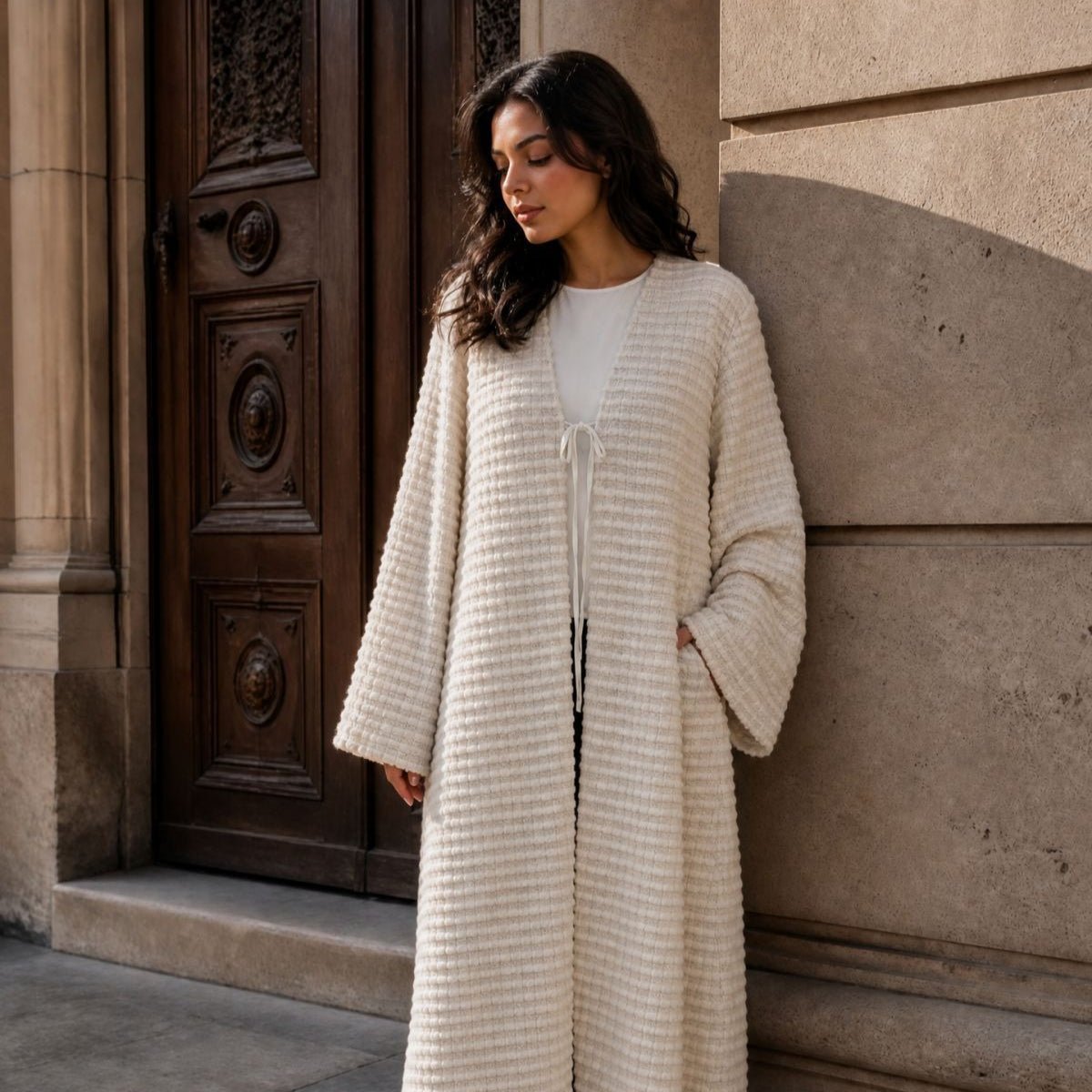 Oversized Fuzzy Knit Maxi Cardigan(MOA350) - Mariam's Collection