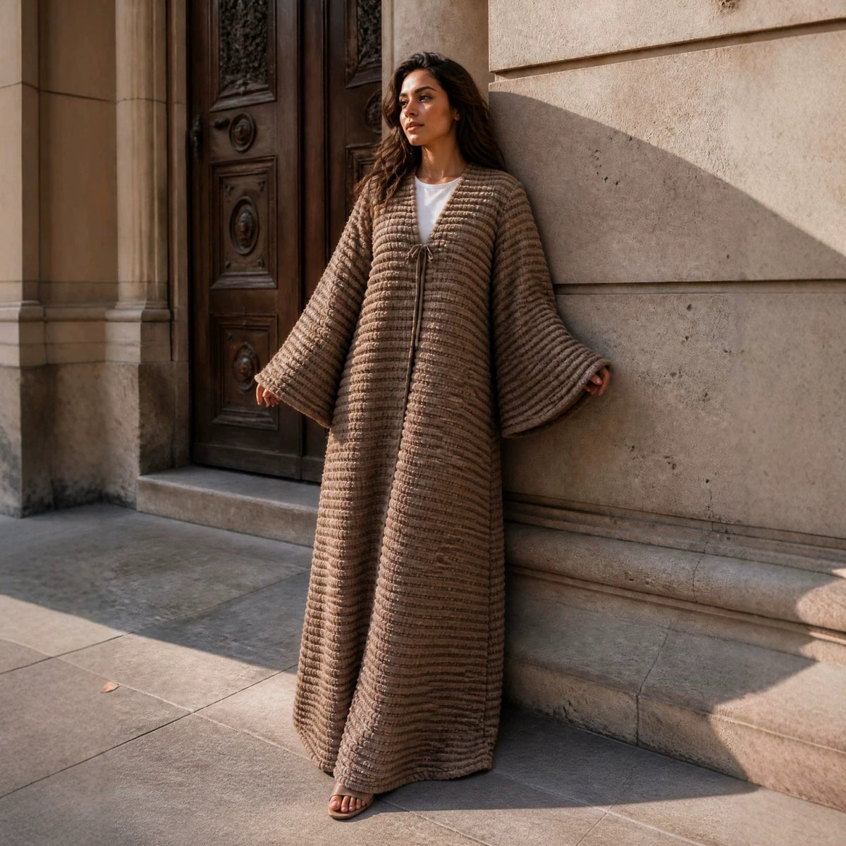Oversized Fuzzy Knit Maxi Cardigan(MOA350) - Mariam's Collection