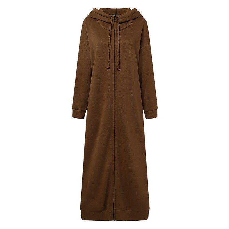 Oversized Hooded Zip - Up Maxi Dress(MS163) - Mariam's Collection