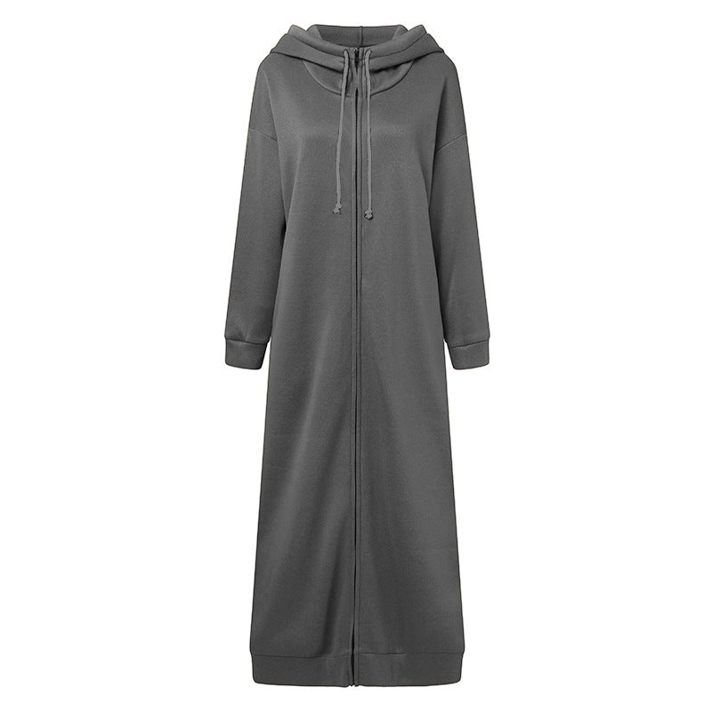 Oversized Hooded Zip - Up Maxi Dress(MS163) - Mariam's Collection