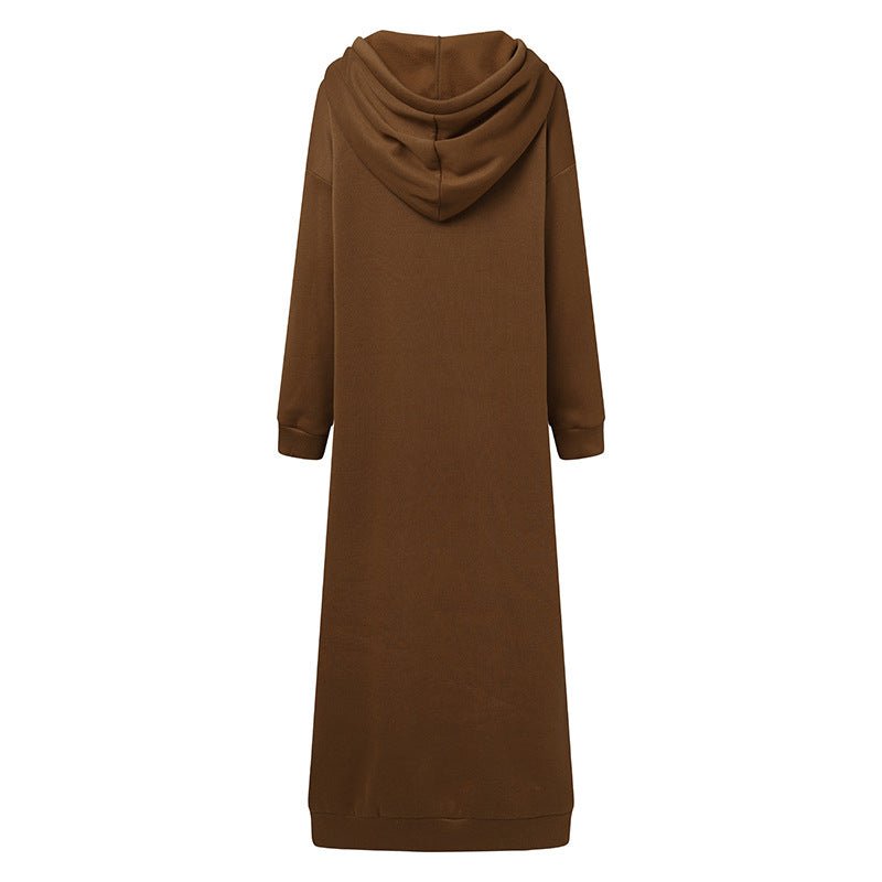 Oversized Hooded Zip - Up Maxi Dress(MS163) - Mariam's Collection