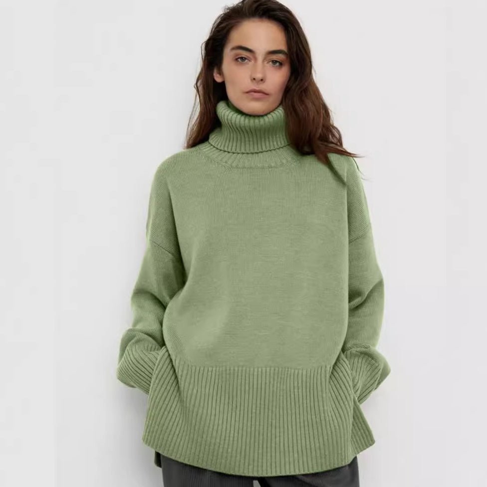 Oversized Turtleneck Sweater with Side Slits(MS251) - Mariam's Collection