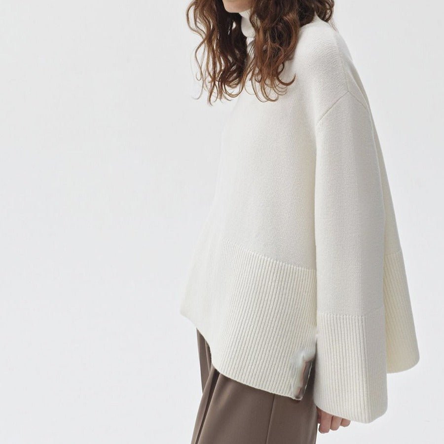 Oversized Turtleneck Sweater with Side Slits(MS251) - Mariam's Collection