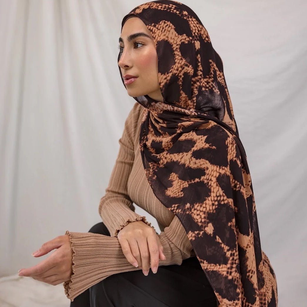 Painted Watercolor Modal Hijab in Bohemian Style (MH141) - Mariam's Collection