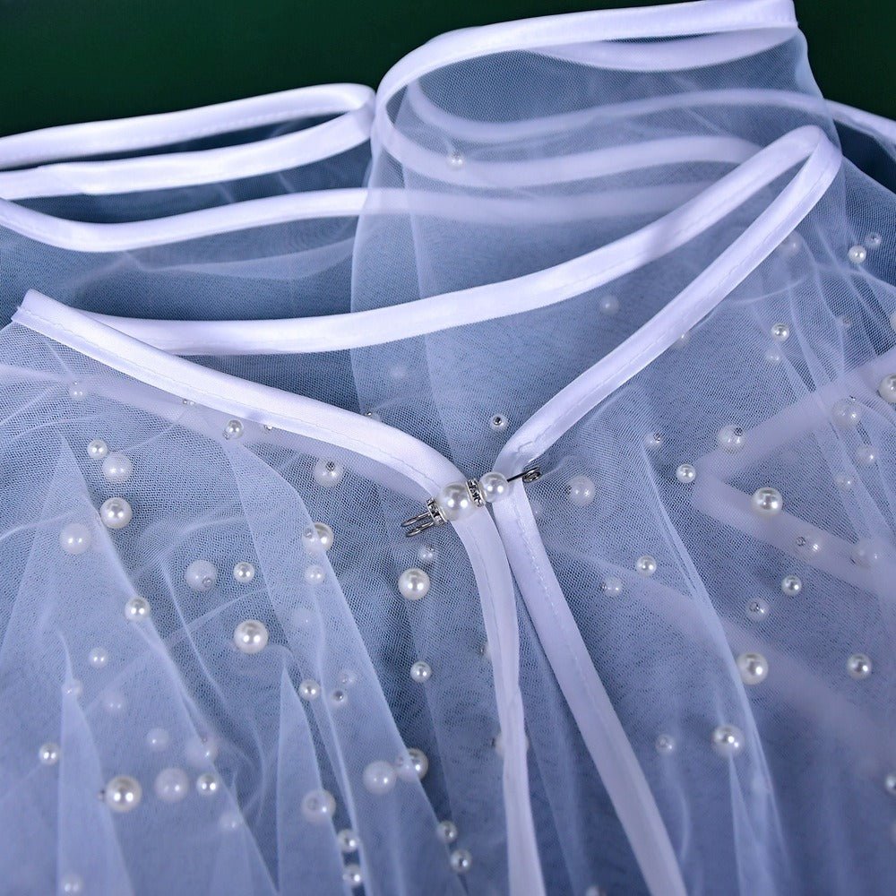 Pearl Embellished Bridal Cape(MAC374) - Mariam's Collection