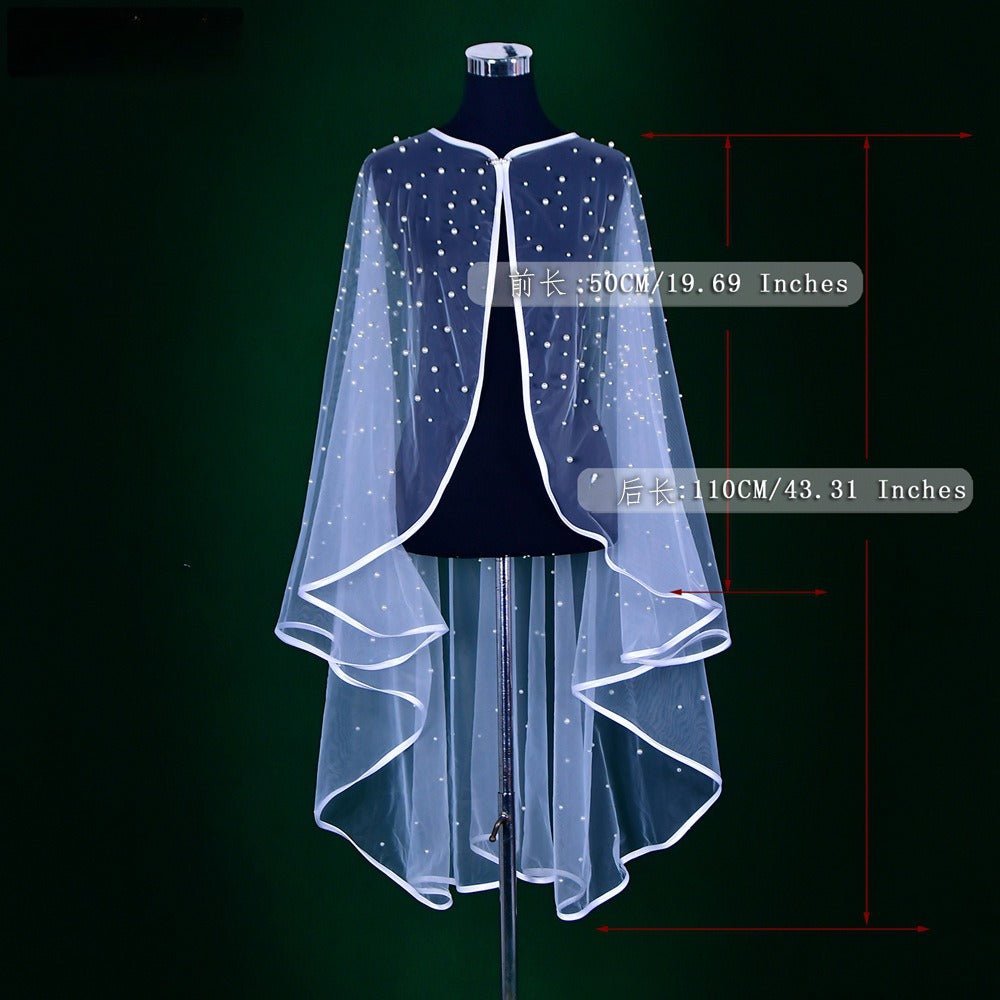Pearl Embellished Bridal Cape(MAC374) - Mariam's Collection