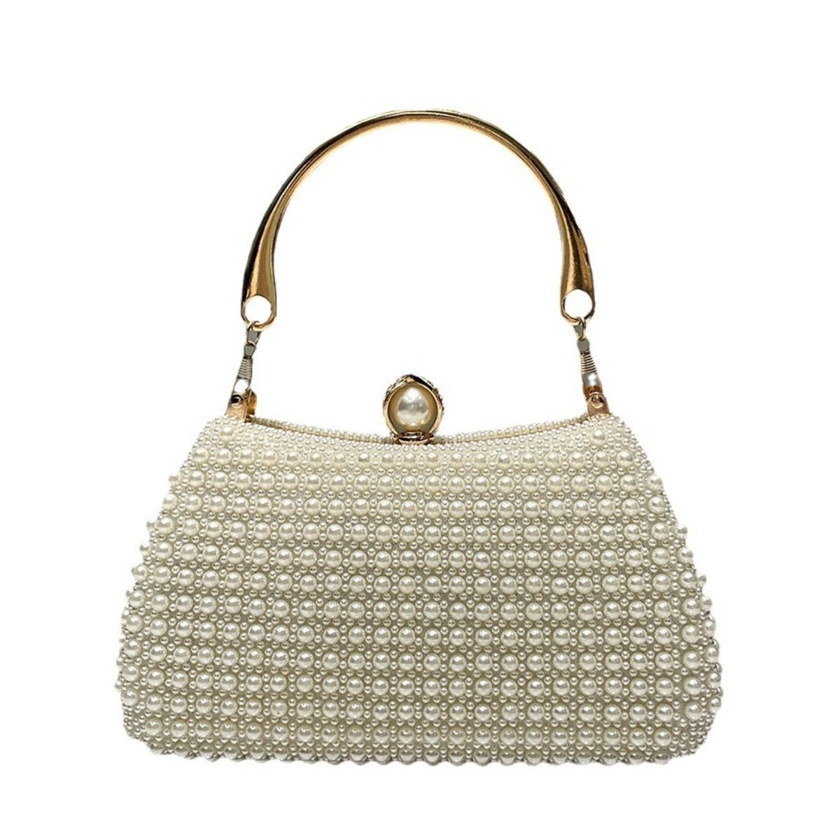 Pearl - Embellished Vintage - Inspired Beaded Box Bag Evening Clutch with Gold Accents. (MAC248) - Mariam's Collection