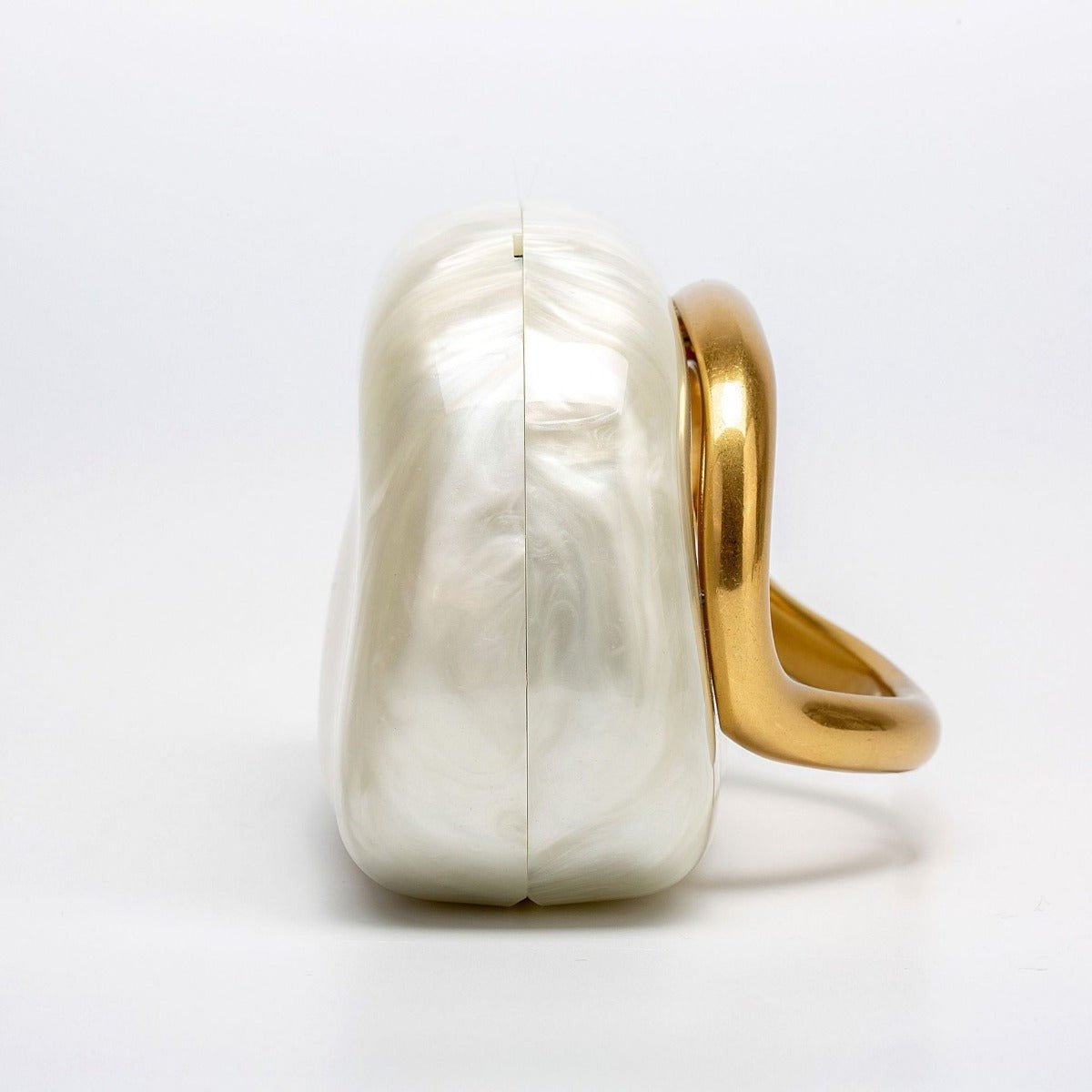 Pearlized Acrylic Gold - Tone Ring Handle Evening Bag - Wedding Banquet Shoulder Messenger Purse. (MAC250) - Mariam's Collection