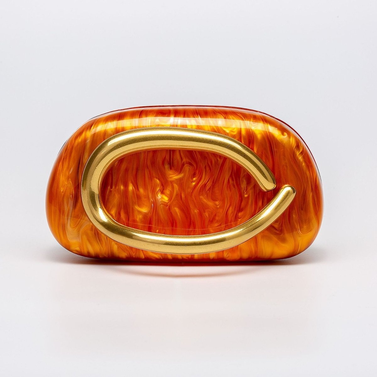 Pearlized Acrylic Gold - Tone Ring Handle Evening Bag - Wedding Banquet Shoulder Messenger Purse. (MAC250) - Mariam's Collection