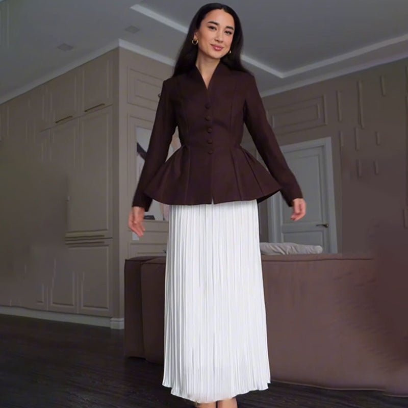 Peplum Jacket & Bodycon Skirt Set(MS351) - Mariam's Collection