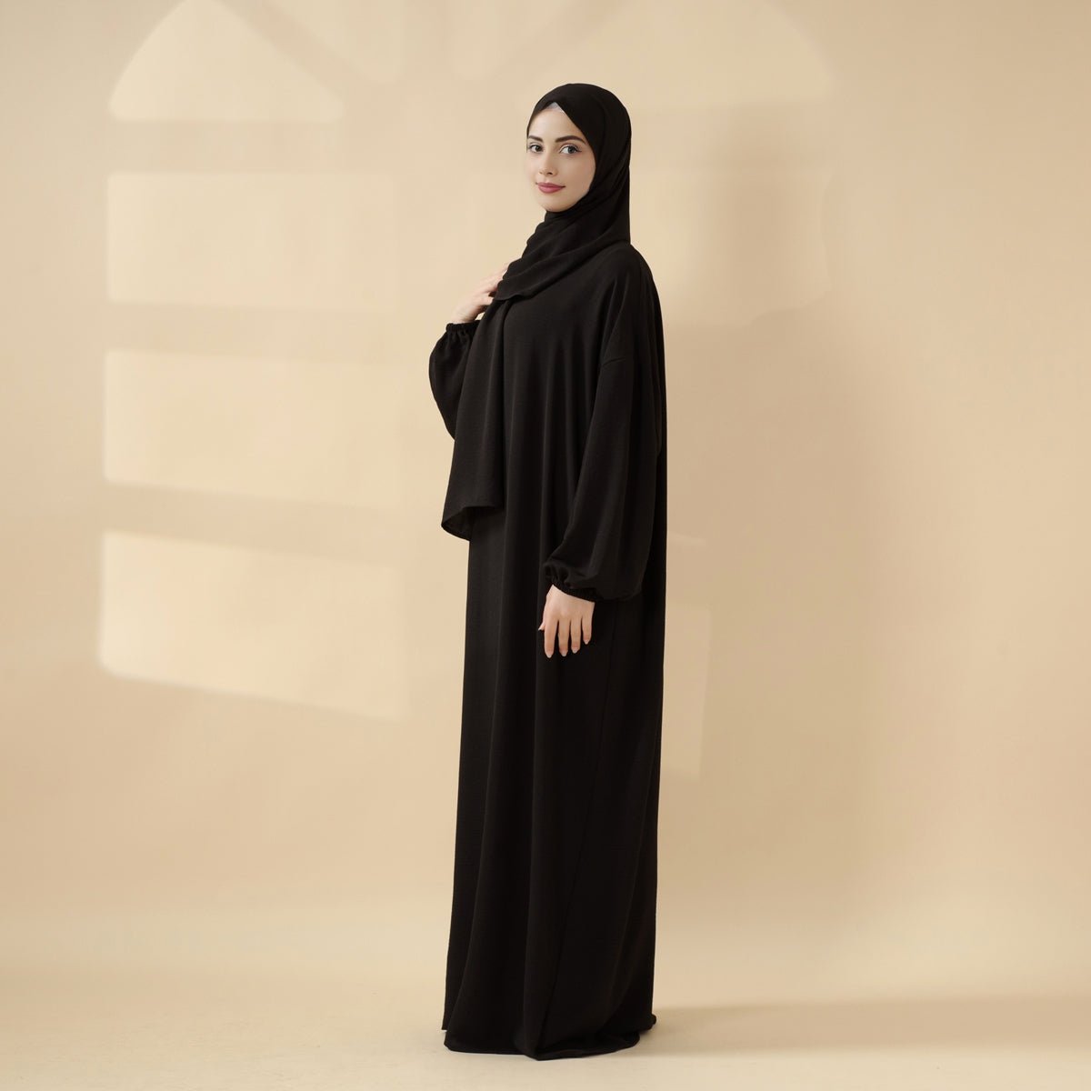 Perfect For Umrah One - Piece Hijab Attached Cocoon - Cut Crepe Abaya (MA143) - Mariam's Collection