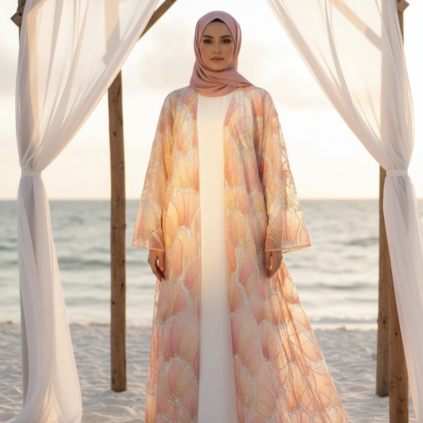 Petal Glow Hand - Embroidered Open Abaya — Secret Garden Series (MOA295) - Mariam's Collection