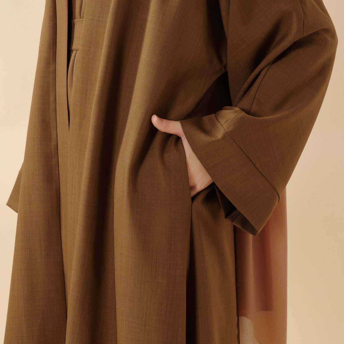 Plain Linen Abaya 3 - Piece Set (MOA016) - Mariam's Collection