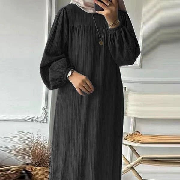 Pleated Ruffled Hem Abaya (MA112) - Mariam's Collection