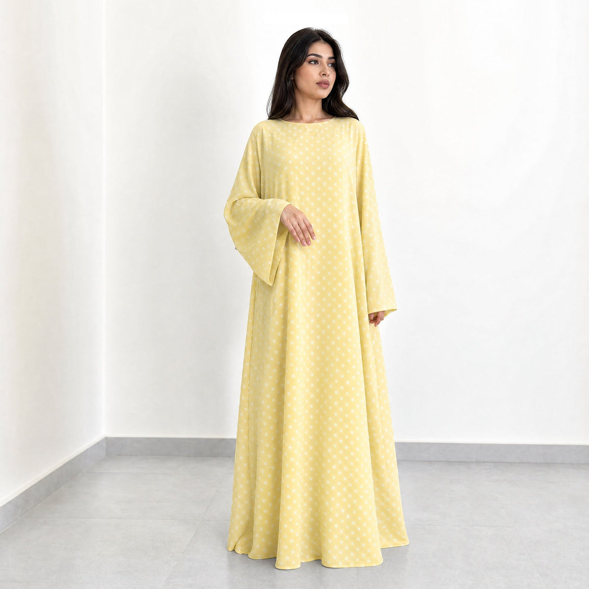 Polka Dot Flared Sleeve Abaya Maxi Dress(MA464) - Mariam's Collection
