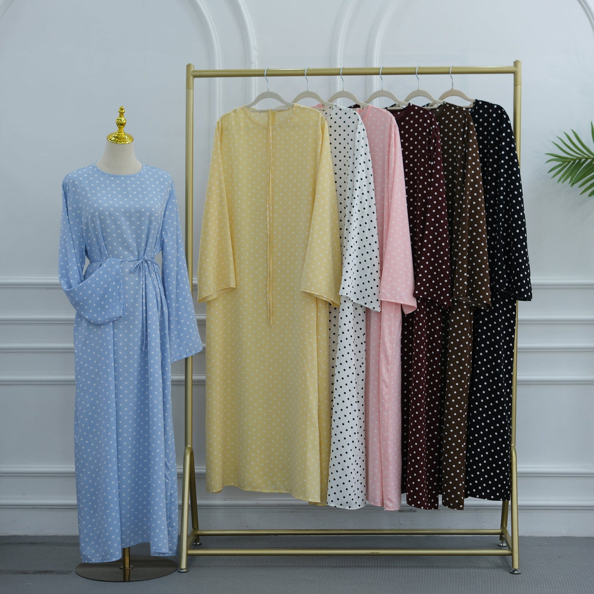 Polka Dot Flared Sleeve Abaya Maxi Dress(MA464) - Mariam's Collection