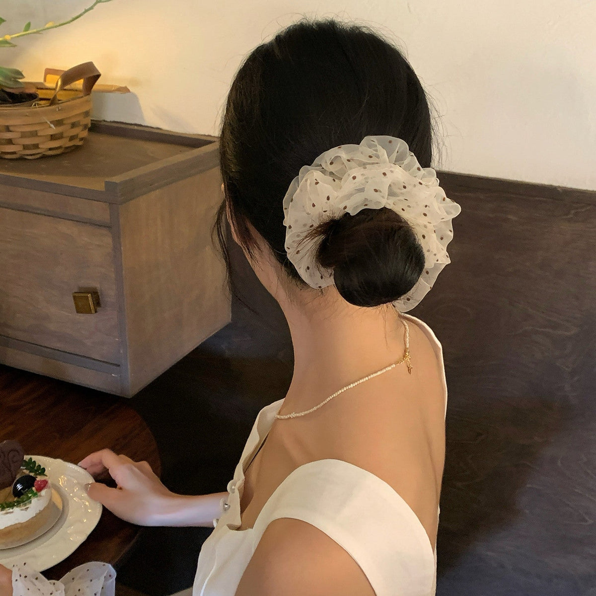 Polka Dot Scrunchie Hair Tie(MAC464) - Mariam's Collection