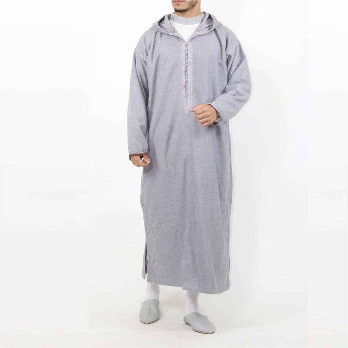 Premium Black Hooded Long Modest Muslim Robe Thobe for Men. (MT029) - Mariam's Collection
