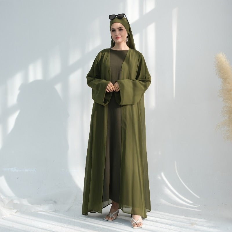 Premium Chiffon 3 - Piece Set Abaya(MOA231) - Mariam's Collection