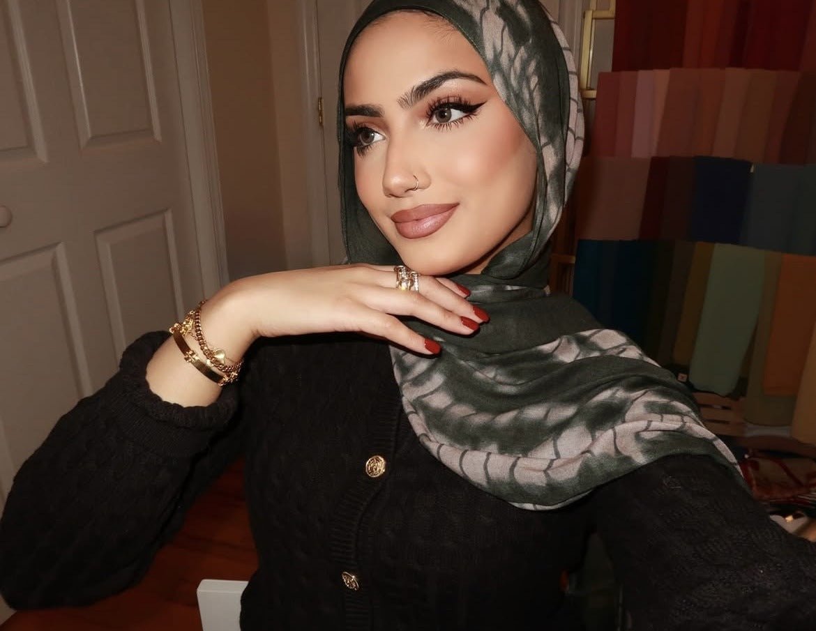 Premium Cotton Blend Ink Print Hijab | 180x80cm Artistic Long Scarf(MH149) - Mariam's Collection