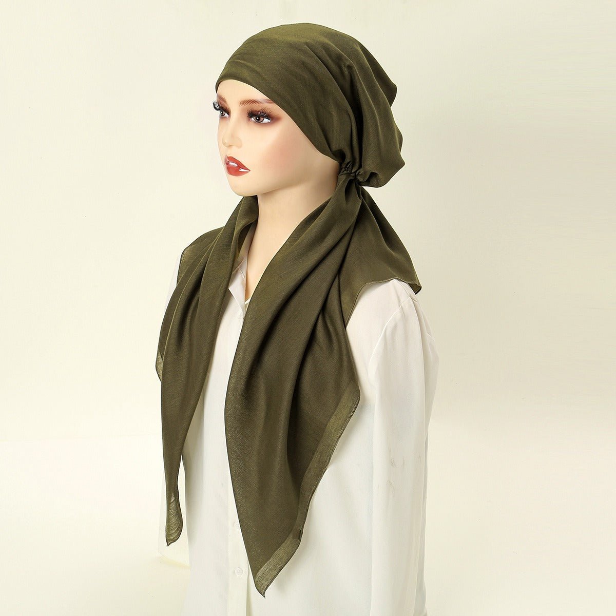 Premium Elastic Turban Caps Triangle Headwrap with Two - Tail Pullover Design. (MH118) - Mariam's Collection