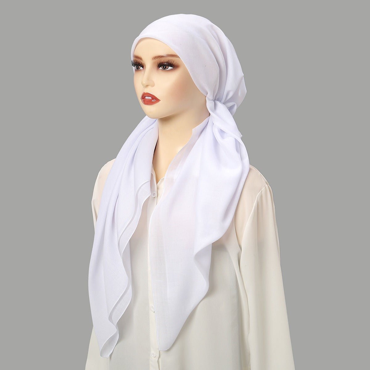 Premium Elastic Turban Caps Triangle Headwrap with Two - Tail Pullover Design. (MH118) - Mariam's Collection