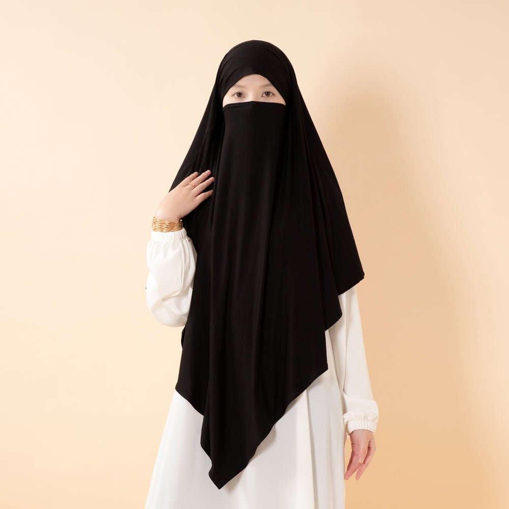 Premium Lenzing™ Modal Khimar with Integrated Face Veil (MK029) - Mariam's Collection