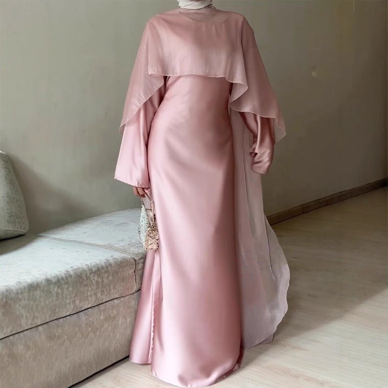 Premium Modest Luxury Organza Cape A - Line Maxi Dress Abaya(MA300) - Mariam's Collection