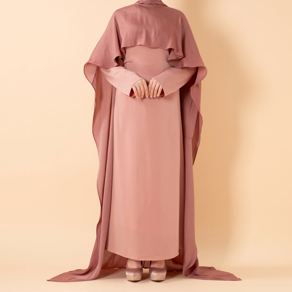 Premium Modest Luxury Organza Cape A - Line Maxi Dress Abaya(MA300) - Mariam's Collection