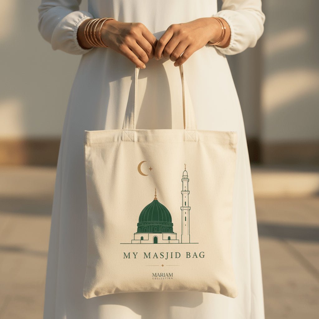 Premium Muslimah Essentials Gift Set | Abaya, Prayer Mat, Tasbih & Tote Bag (MR090) - Mariam's Collection